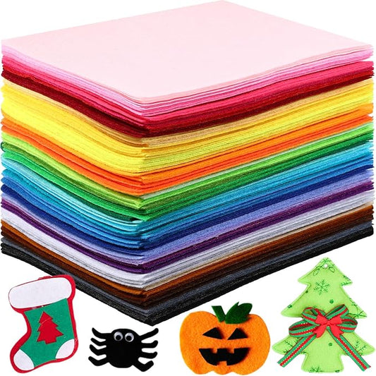 Reginary 120 Pcs 12 x 8 Inch Felt Sheets for Craft 40 Assorted Color Felt Squares Stiff Paper for Back to School Fall Thanksgiving Halloween Xmas DIY Craft Sewing Patchwork (Classic)