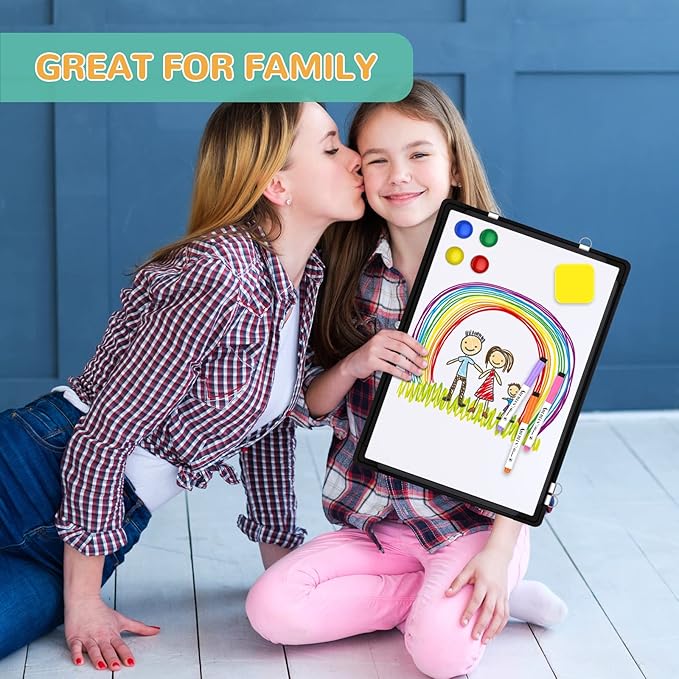 Small Monthly Calendar Dry Erase Whiteboard for Wall, 16in x 12in Magnetic Dry Erase Board, Hanging Double-Sided White Board, Portable Board for Drawing, Kitchen, Planning, Memo, School, Home, Office