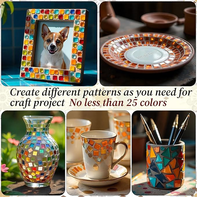 2400 Pcs Colorful Irregular Crystal Mosaic Tiles, 4.4lb Tiny Mosaic Tile DIY Hobbies Children Handmade Crystal Craft for Craft Bathroom Kitchen Home Decoration DIY Art Projects