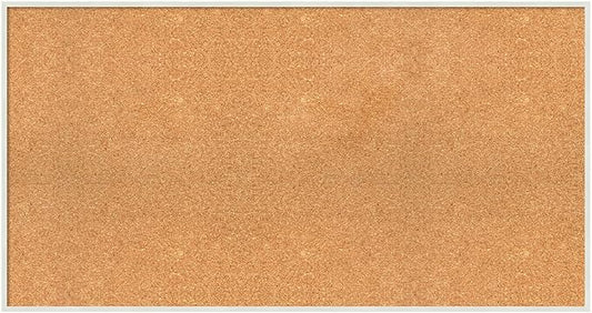 Amanti Art Natural Cork Board for Wall, 23x43 Vision Board with White Frame, Oversize Corkboard Office Decor for Home Organization, Modern Corkboard Pinboard to Display Items for Home Organization in