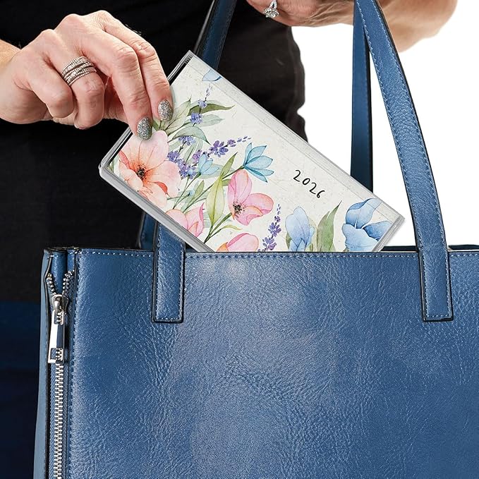 2026 Meadow Dance Planner Pocket Calendar & Memo Pad, 3.5-Inch x 6.5-Inch Size Closed, Bookstore-Quality Monthly Floral Purse Calendars With 30 Note Pages for Kitchen & Office