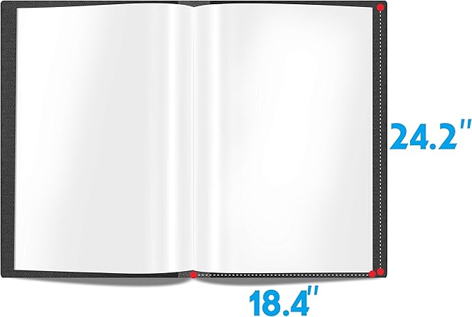 Presentation Book 40 Clear Pockets Sleeves Protectors Art Portfolio Clear Book for Artwork, Report Sheet, Letter (Can Accommodate 24.2 X 18.4inch)