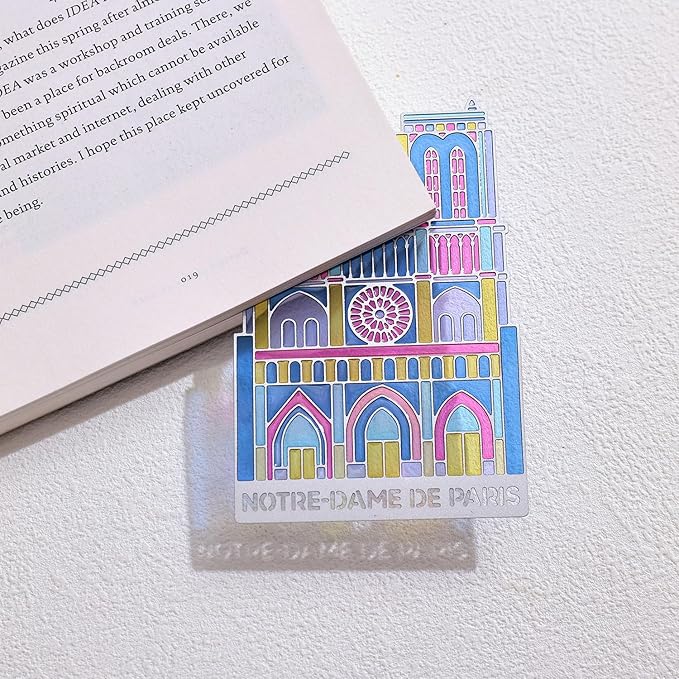 Metal Bookmarks with Transparent Design - Notre Damede Paris Book Mark for Readers, Aesthetic Book Markers for Kids, Teens, Teachers, Students, Gifts for Book Lovers, Writers, Reading Women & Men