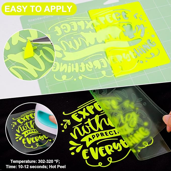 VINYL FROG Heat Transfer Vinyl Roll HTV Vinyl - 12" x5ft Neon Yellow Iron on Vinyl for T-Shirts, Heat Press Vinyl for DIY Craft Designs (Neon Yellow)