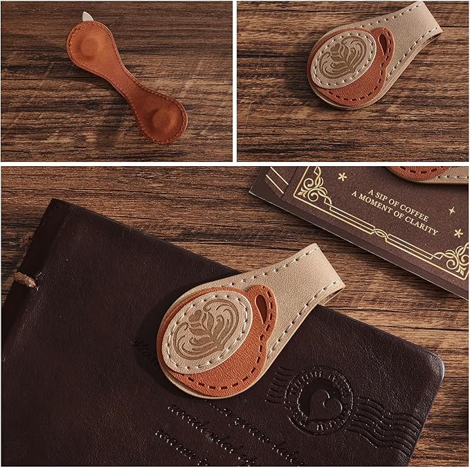 2PCS Vintage Magnetic Leather Bookmark, Leather Magnetic Bookmarks for Women, Magnetic PU Bookmarks Clip Book Accessories