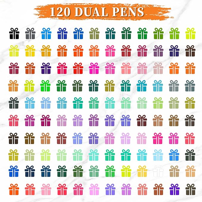 TBC The Best Crafts Dual Markers Brush Pens Set, 120 Art Markers Christmas Gifts for Adult Book Cards Drawing Craft Kit Teacher Office Supplies (120 Colors)
