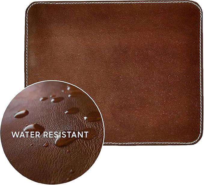 RUSTIC TOWN Leather Mouse Pads for Laptop Computer PC Gaming Apple Executive Work Desk Handmade Desk Mouse Mat