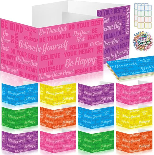Cinrobiye 24 Pcs Inspirational Privacy Folders Standard for Students Cardboard Shields Test Privacy Boards Motivational Words Desk Dividers Shield for Classroom School Study Supplies (Classical)