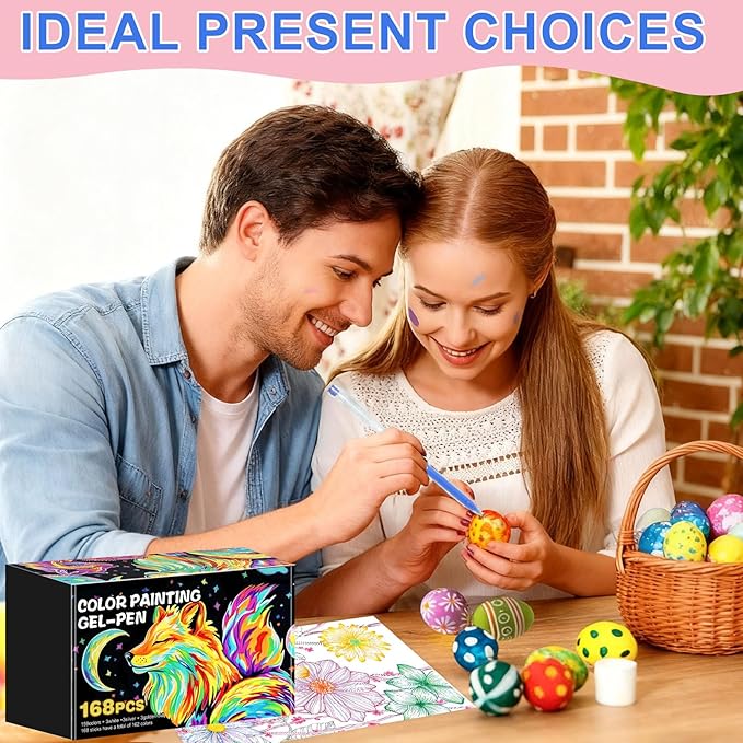 168 Colors Gel Pens, 0.6 mm Fine Tip Gel Pens for Adult Coloring Book—Portable Case gel pens Colored for Coloring,Journaling, Drawing,Painting & DIY Crafts. Non-Toxic,Smooth,Water-Based