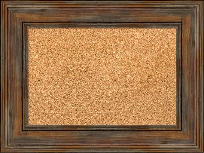 Amanti Art Natural Cork Board for Wall, 18x24 Vision Board with Brown Wood Frame, Small Corkboard Office Decor for Home Organization, Country Rustic Corkboard Pinboard to Display Items for Home