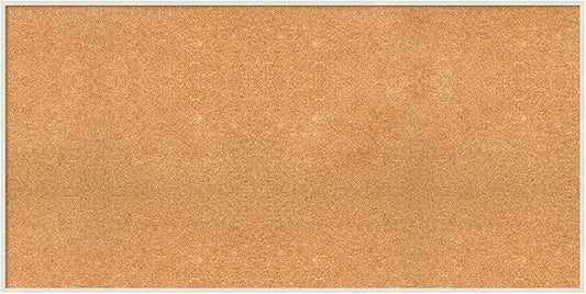 Amanti Art Natural Cork Board for Wall, 25x49 Vision Board with White Frame, Oversize Corkboard Office Decor for Home Organization, Modern Corkboard Pinboard to Display Items for Home Organization in