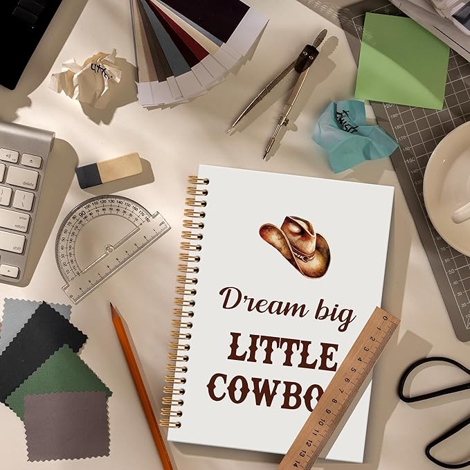 Western Cowboy Notebook Journal - Cowboy Preppy Spiral Notebook, Dream Big LittleCowboy Inspirational Notebooks Gifts for Cowboys Men Boys Kids, Preppy Western School Office Supplies, 6x8.2In