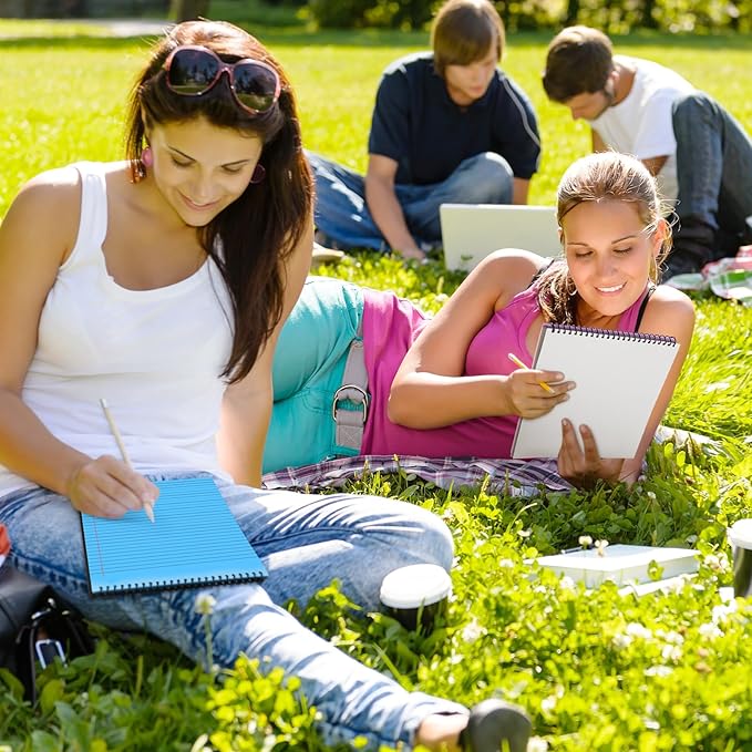 6 Pcs Legal Pad Top Spiral Bound Notebook 70 Sheets Wirebound Notepad Double Sided Ruled Memo Steno Book with Stiff Back Cover for Business(8.5 x 11 Inches,No Holes,Bright Colors)