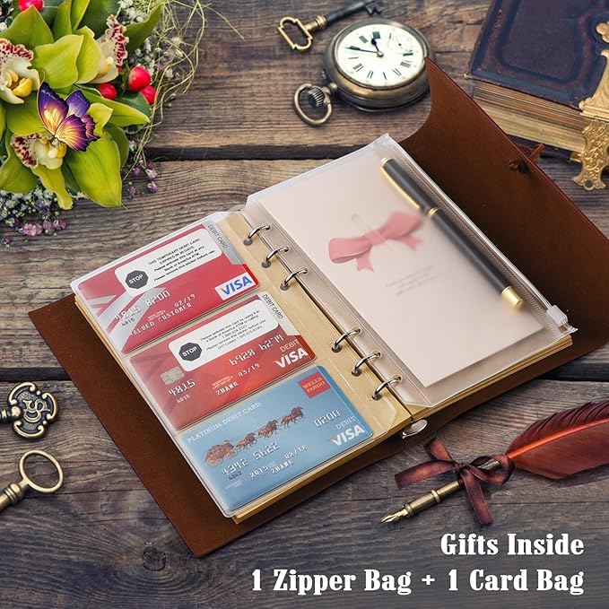 Leather Journals Notebooks with Blank Pages, Vintage Refillable Journal for Writing, Personal Travel Diary Art Sketchbook to Write in, Gifts for Women, Men, Teen Girls and Boys, 160 Pages A6 (Red)