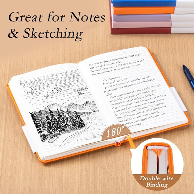 deli A5 Lined Journal Notebook, 160 Pages Hardcover Writing Notebook, 5.5"x8.2" College Ruled Notebook for Office, School, Work Notes (Orange)