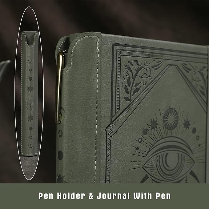 TIEFOSSI Lined Journal Notebook for Women Men, Leather Journal with Pen, A5 Evil Eye Hardcover Notebook for Work, Journaling, Travel & School, 100 GSM Thick Paper, 320 Numbered Pages, 6.2 x 8.3 in