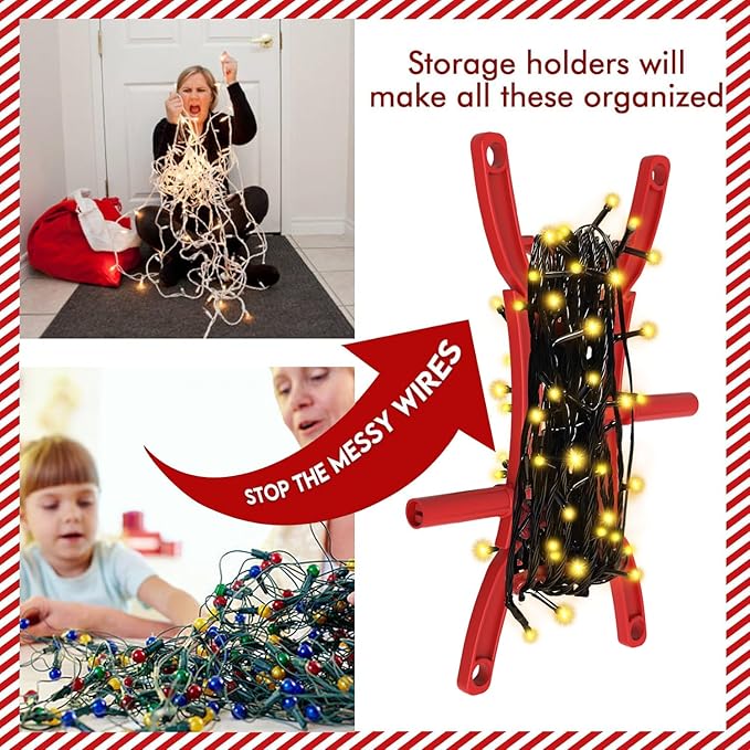 12PCS Rotating Handle Christmas Lights Storage Holder, Efficient & Durable,Tangle-Free Wires, Rope Winder for Ropes, String Lights, Fairy Lights, Wires, Garlands, Beads, Cords
