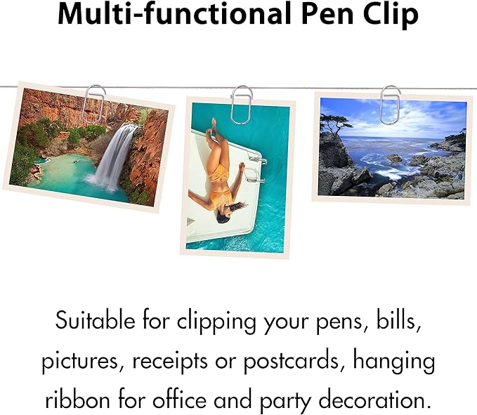 Wisdompro Pen Clip, 12 Pack Stainless Steel Pen Clip Holder for Notebook, Books, Journal, Clipboard, Paper, etc. - Fits Almost Any Pen Size (Silver)