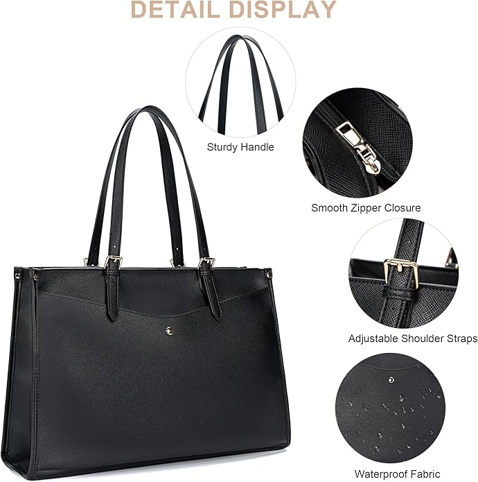 Laptop Tote Bag Women, Work Tote with Multi Pockets, Nurse Bag with Large Cup Holder, For Work, Travel, Daily Use