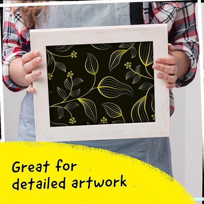 4 Dual Tip Yellow Paint Pen Metallic - Fine Tip & Medium Acrylic Paint Markers - Yellow Marker for Metal, Wood, Rock Painting, Canvas, Ceramic, Glass, Fabric, Leaf and Plastic - Water-based Ink