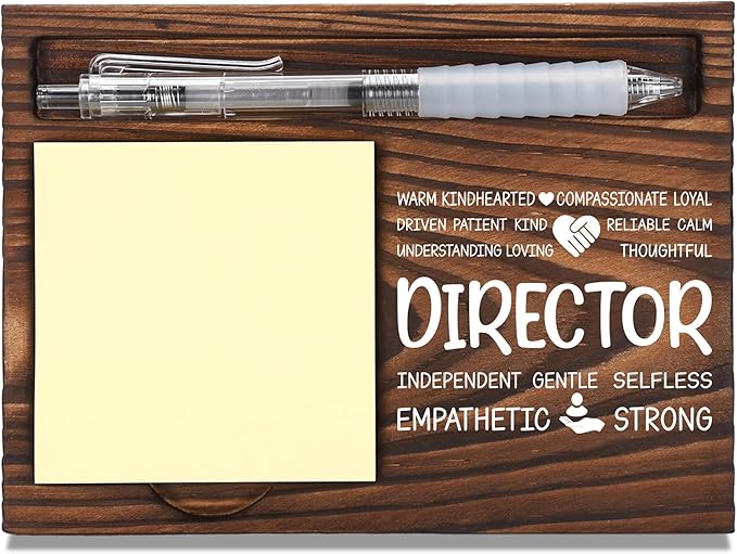 Director Appreciation Gifts, Thank You Gift for Director, Operations Office Coworkers Staff Appreciation Gifts, Sticky Note Holder Wooden Notepad & Pen Holder 6.5" x 4.7" - FTA298