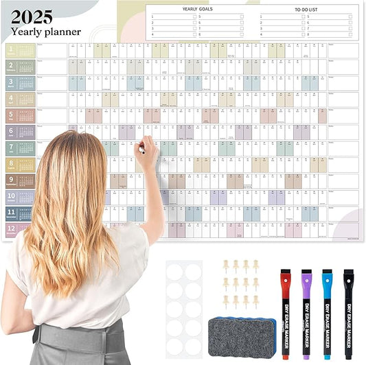 Ospelelf 2025 Wall Calendar Large 32'' x 48'' Dry Erase Laminated Calendar for Wall, 12 Month Family Calendar, Use Jan 2025 - Dec 2025 (Morandi)