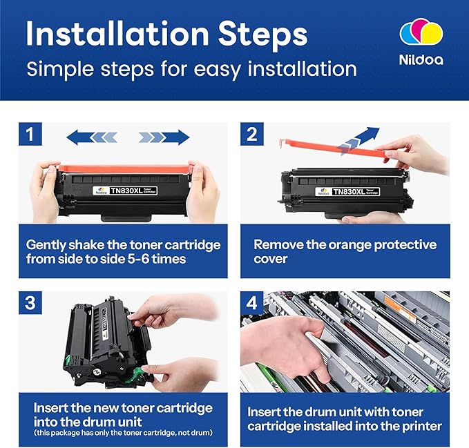 TN830XL Toner Cartridge High Yield Replacement for Brother TN830XL TN-830XL HL-L2460DW HL-L2405W MFC-L2820DW Printer, TN830XL 2PK Black