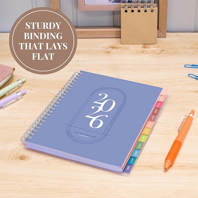 Rileys 2026 Planner, Agenda Planner With Weekly And Monthly View, Daily Agenda Book And Yearly Planners Calendar Book, Spiral Bound With Tabs, Notes, Goals And Holidays (Blue, 8 x 6 in)