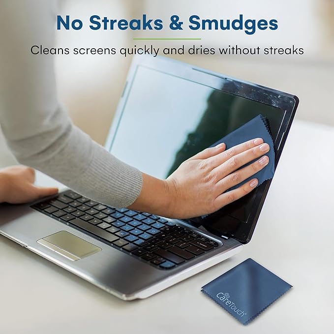 Care Touch Microfiber Cleaning Cloths, 6 Pack - Cleans Glasses, Lenses, Phones, Screens, Other Delicate Surfaces - Large Lint Free Microfiber Cloths - Eye Glass Clean Cloths - 6" x 7" (Navy Blue)