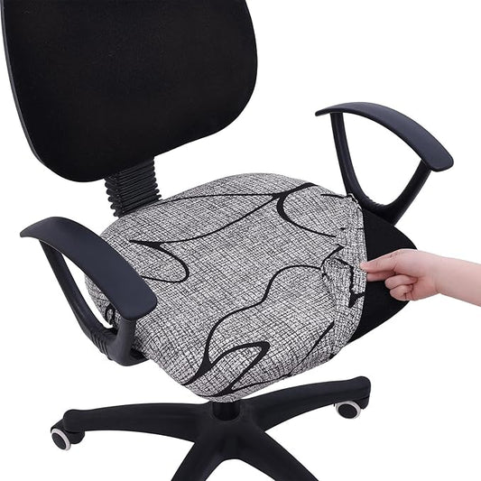 Smiry Printed Office Computer Chair Seat Covers, Stretch Fit Universal Desk Rotating Chair Cover Washable Removable Seat Cushion Protectors - Grey and Black