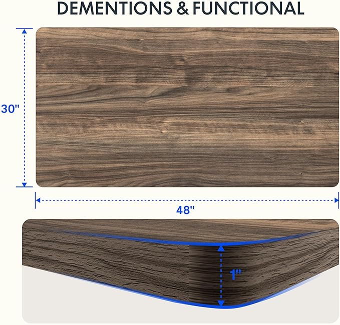 FLEXISPOT EN2 Whole-Piece Standing Desk with Clamp Power Strip, 48 x 30 Electric Stand Up Height Adjustable Desk with Cable Management (White Frame + 48" Black Walnut Desktop, 2 Packages)
