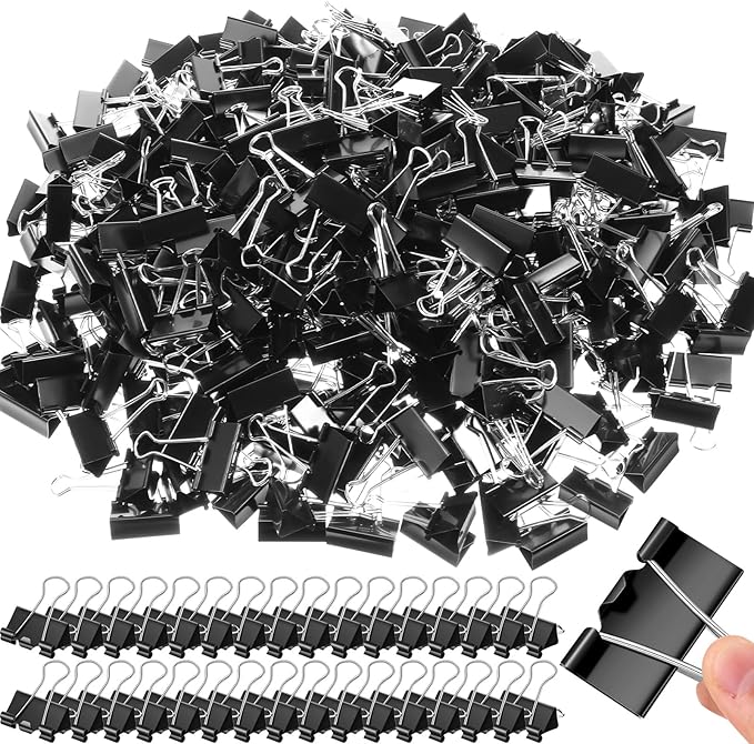Jetec 500 Pieces 1. 6 Inch Black Binder Clips Extra Large Paper Clamps Metal Paper Clips for Teachers Students Classroom Business Office and School Office Supplies