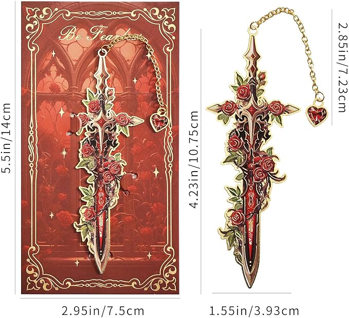 4Pcs Fantasy Sword Bookmarks for Books Journals Planners, Cool Forth Wing Metal Book Marker for Reading Women Men, Unique Book Marks Gifts for Book Lovers, Reading Accessories for Students Adults Kids