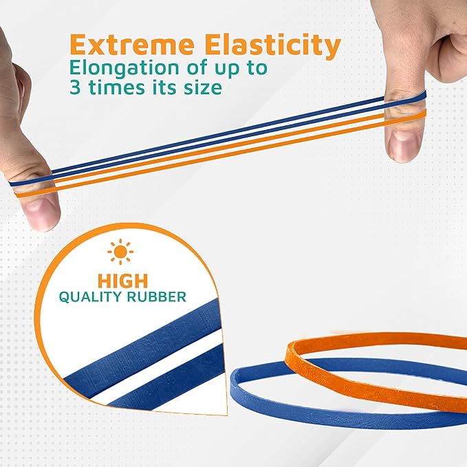 PlasticMill Rubber Bands Assorted Colors - Size 33 (3 1/2" x 1/8") - #33 Colored Rubber Bands Office Supplies - Strong, Elastic Bands for Crafts, Balloon Garland, Cash, File Folders (500-Pack)