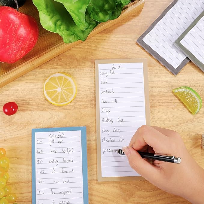 4 Pack Magnetic Note Pad for Fridge with Pen Holder, Totally 200 Sheets Magnetic To Do List, Grocery List, Shopping List, Memo Pads for Refrigerator（Dark Color）