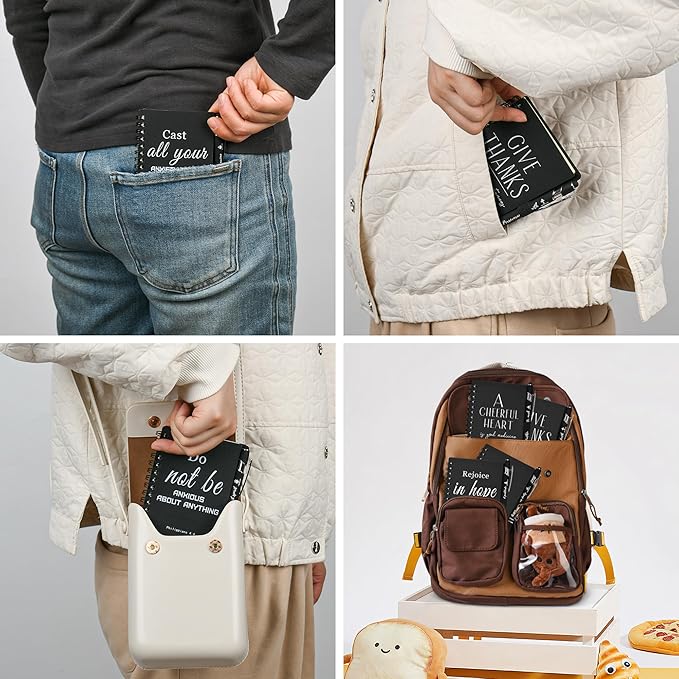 INSADA Christian Prayer Journal Spiral Black Notebooks Bulk Small Notepad with Pens - Small Notepads (4.13”x5.43”) - Christmas Gifts for male, Church Members & Bible Study Groups (30 sets Black)