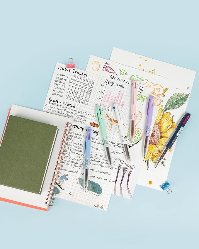 Woomer 3-in-1 Multicolor Gel Pens, Retractable Ballpoint Pen, 0.5mm Gel Pens Fine Point Smooth Writing Pens 6 PCS, Cute Nurse Pens Retractable Pens for Journaling Home, Office, Note-taking, Teacher