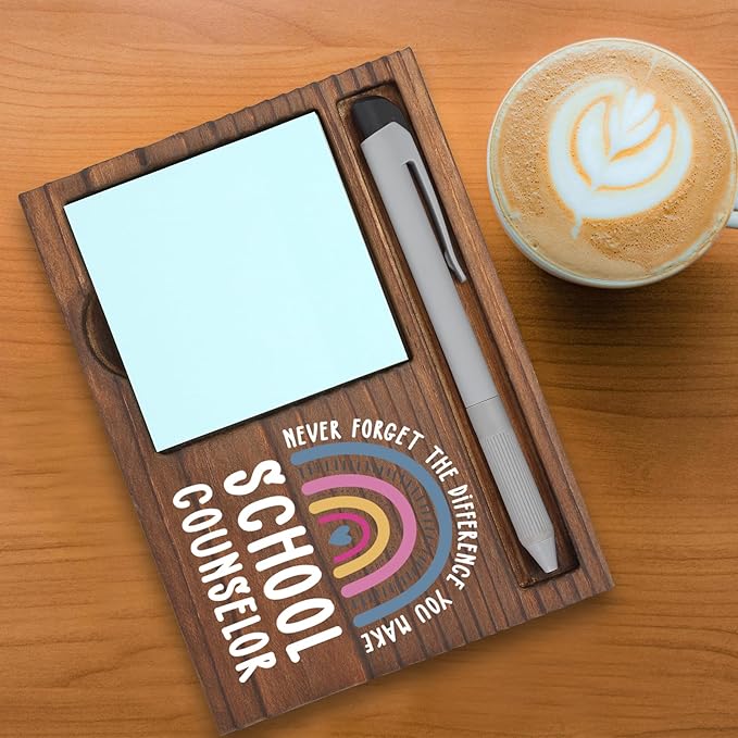 School Counselor Gifts Sticky Note Holder, Thank You Gift for School Counselor Office Recognition for Education Appreciation Week, Birthday or Holiday Graduation Self-Stick Note Pad Holders PB018