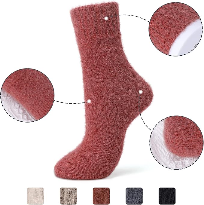 5 Pairs Fuzzy Soft Cozy Comfortable Socks for Women, Casual Sleep Comfy Socks, Perfect Warm Winter Gifts for Women