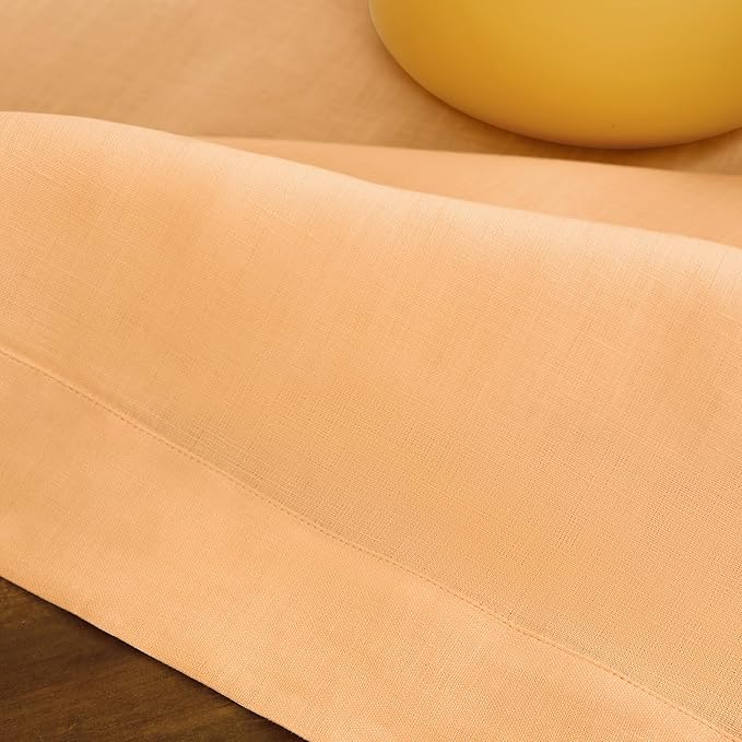 Solino Home Linen Table Runner 120 Inches Long - 100% Pure Linen Peach Table Runner 14 x 120 Inch - Fete
