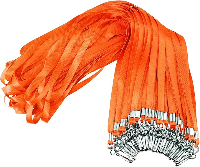 Orange Lanyards Bulk 50 packs Lanyards for ID Badges,Lanyards with Swivel Hook Clips for Name Tag Lanyard ID Holder