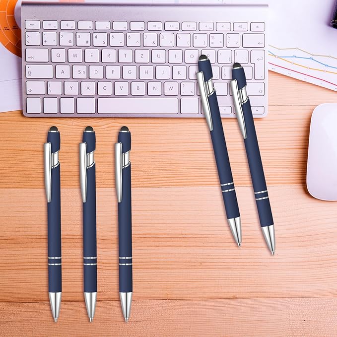 36 Pcs Blue Ink Ballpoint Pen with Stylus 2 in 1 Ballpoint Pen for Touch Screens School Office Coworkers (Blue)