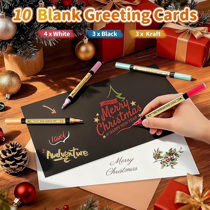 IVSUN 60 Acrylic Paint Markers, 30 Metallic & 30 Regular Colors Dual Tip Metallic Marker Pens for Black Paper, Photo Album, Rock Painting, Glass, Wood, Card Making, Scrapbook Supplies, DIY Crafts