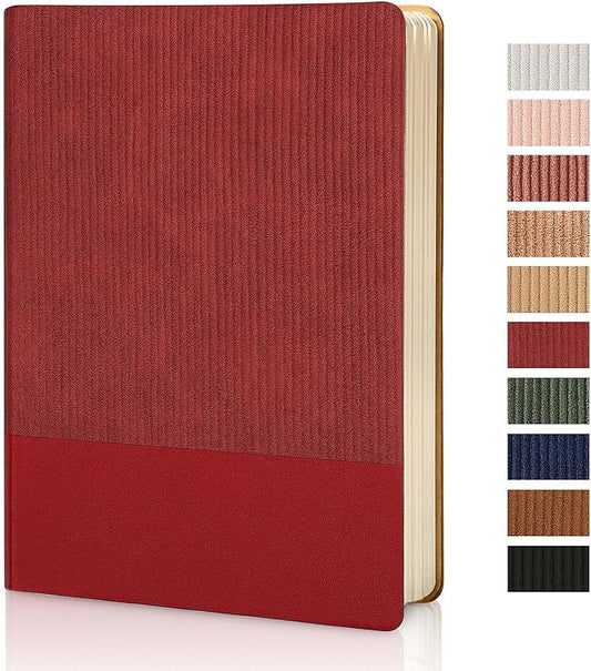 Lined Journal Notebook for Work College Ruled Note Book 5.79"x8.27" A5 PU Leather Daily Journaling 216 Pages for Women Men Writing Home School Supplies Business (Red)