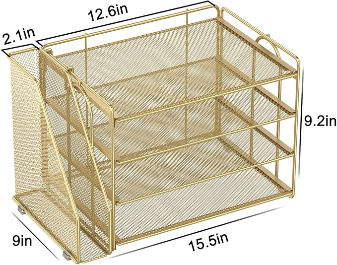 Spacrea Desk Organizers and Accessories, Paper Organizer for Desk with File Organizer, Desk Accessories & Workspace Organizers for Office Supplies (Gold)