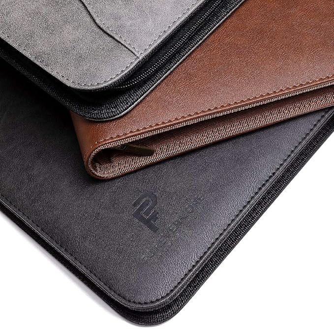 Forevermore Portfolios Portfolio Organizer - 3 Ring Binder with Notepad - 1.5 Inch Rings - Zippered Storage Pockets for Papers, Travel Documents, Presentation Folder, Cards, Passport, Tickets - Black