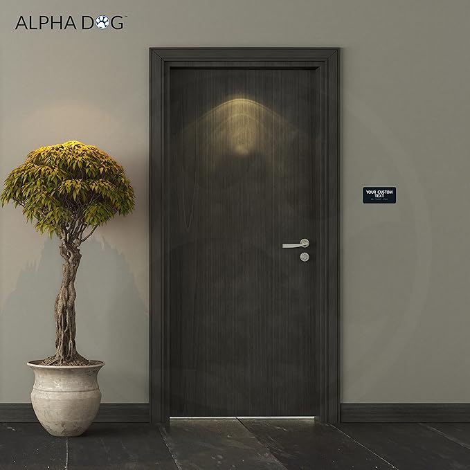 ALPHA DOG ADA SIGNS Custom ADA Compliant Braille Sign, 4"x8" Room Identification Plaque, Tactile Text, Raised Letters, Personalized 2-Line, Indoor/Outdoor, USA-Made (Black)