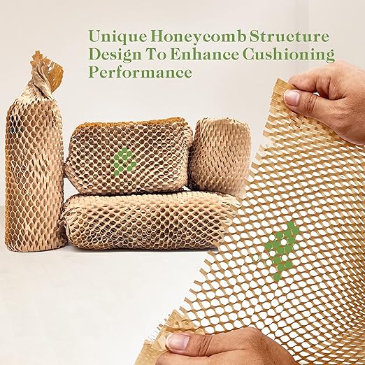 Honeycomb Packing Paper, 15" x 262' Honeycomb Cushioning Wrap Roll for Moving Shipping Packaging Gifts, Recyclable Honeycomb Paper Moving Supplies Bubble Paper Wrapping Protective Roll Khaki
