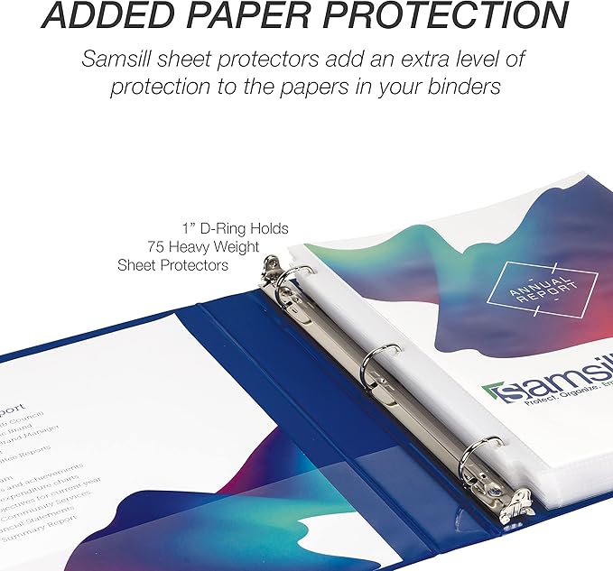 Samsill Durable 1 inch 3 Ring Binder, Made in USA, D Ring Binder, FSC 100% Recycled Chipboard, Fashion Assortment, 4 Pack