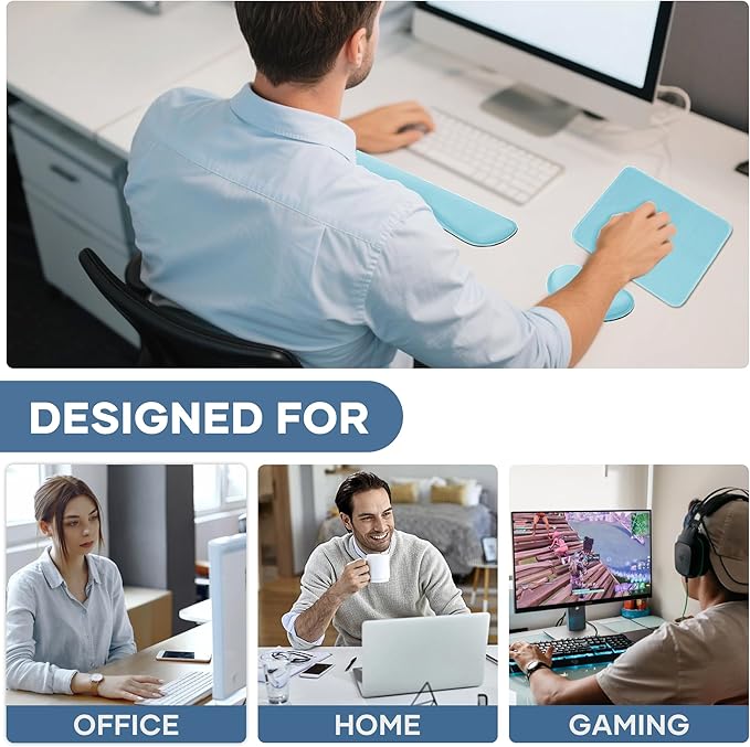 Office Ergonomic Memory Foam Computer Mouse and Keyboard Wrist Rest pad Support Carpal Tunnel, Wrist Rest for Keyboard and Mouse, Wrist Support Set